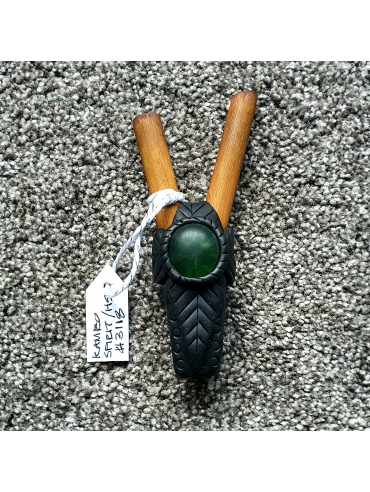Kuripe Traditional Handmade Rapé Snuff Applicator Pipe Black / Green Glass