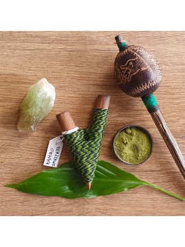 Kuripe Traditional Handmade Rapé Snuff Self Applicator Pipe Green String