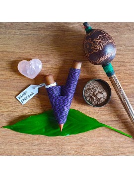 Kuripe Traditional Handmade Rapé Snuff Self Applicator Pipe Purple String